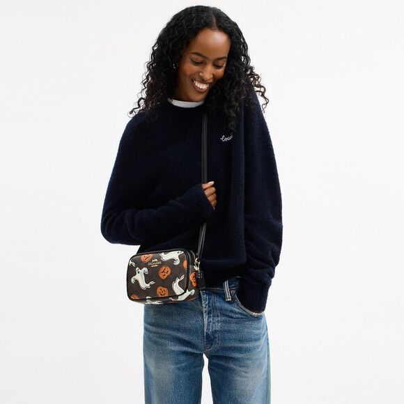 Authentic Coach Mini Jamie Camera Bag In Signature Canvas With Halloween Print - Picture 12 of 12